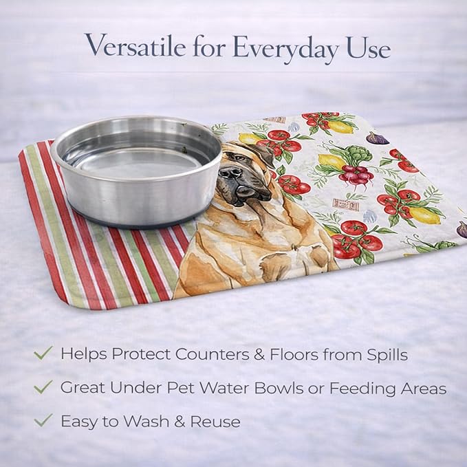 Caroline's Treasures Fawn English Mastiff Vegetables Dish Drying Mat Absorbent Dish Drying Mat Pad for Kitchen Counter Dish Drainer Mat for Countertop 14 x 21 Multicolor