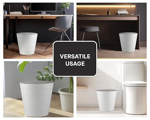 Small Trash Can (2.1 Gallons) Dorm Trash Can Heavy Duty Dust Bin Mini Garbage Can for Bedroom (Pack Of 3) Plastic Wastebasket Bathroom Wastebasket (White) Round paper Trashcan Office Trash bin