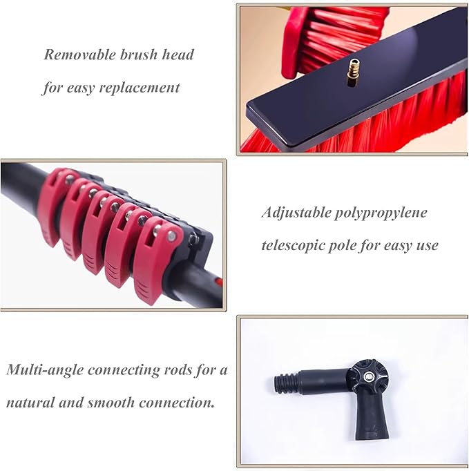 Window Cleaner Brush Screen Cleaner with Multi-Functional Telescopic Pole Lightweight Long Handle Adjustable Rotating Head for Glass Mirror Shower Car Solar Panel