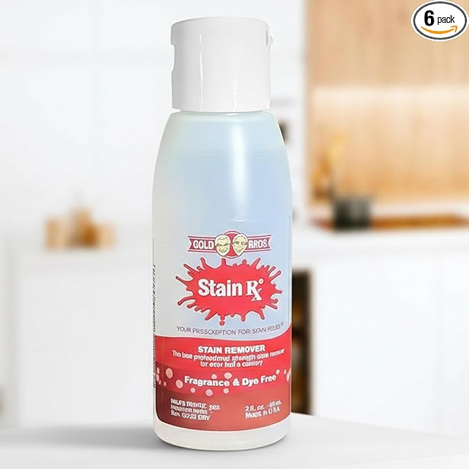 Stain Remover Effectively Eliminates Stains from Wine Berries &amp Blood on Fabrics Carpets Upholstery &amp Jewelry Dye-Free Bleach-Free Made in USA 2 fl. oz. (6 Pack) with a Flip-Top Cap