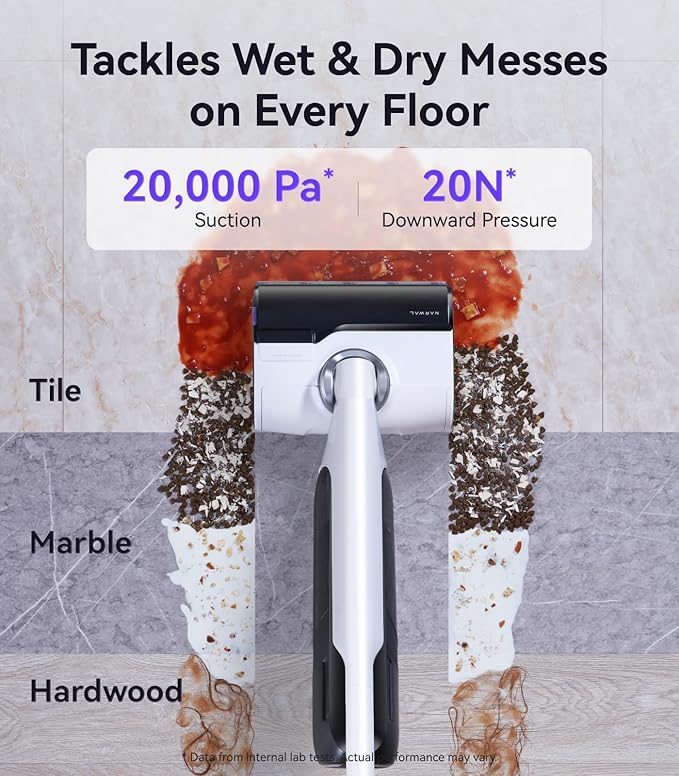 NARWAL S30 Wet Dry Vacuum Cleaner with 20000Pa Suction 176°F Self-Cleaning Heated Drying Disposable Waste Bag Tangle-Free Cordless Vacuum Mop for Hard Floors &amp Edge Cleaning Easy to Use