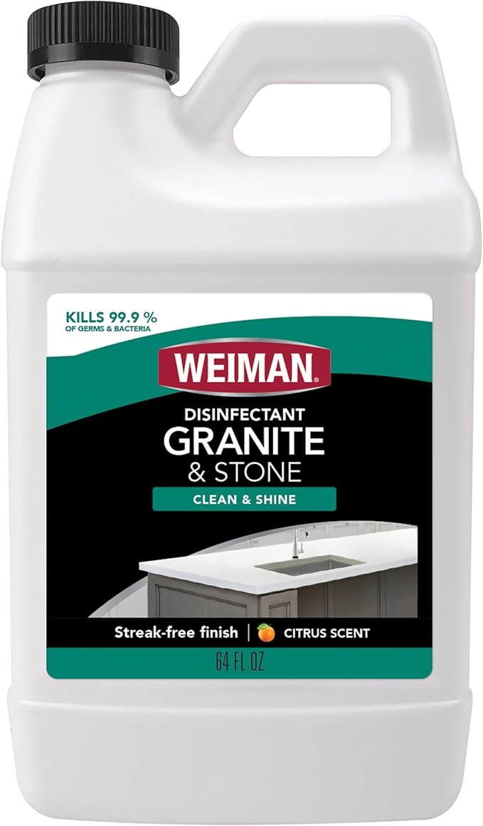 Weiman Disinfecting Granite Daily Clean &amp Shine Refill 64 Oz - Safely Clean Disinfect and Shine Granite Marble Soapstone Quartz Quartzite Slate Limestone Corian Laminate Tile Countertop