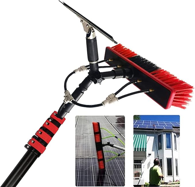 Glass Cleaning Brush Home Water Fed Telescopic Pole Kit Solar Panel Brush Rotating for Photovoltaic PanelWindow Cleaning Kit 4M-12MWindow Cleaning Pole Water Fed Pole Kit Telescopic Brush