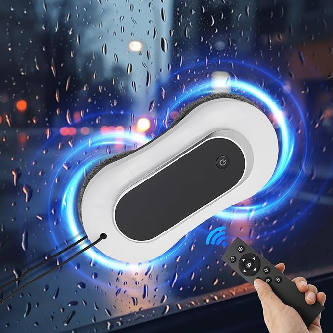 Window Cleaning Robot with Remote Control Robot Window Cleaner w/Double-Side Water Spray Automatic Plan Path and Recognize Border Smart Window Vacuum for Interior/Exterior Windows Tiles Glass Door