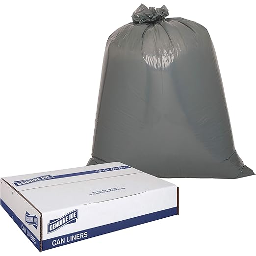 Genuine Joe Low Density Heavy-Duty Can Liner 39 x 56 60 gal Capacity 1.55 mil Black 50 Count