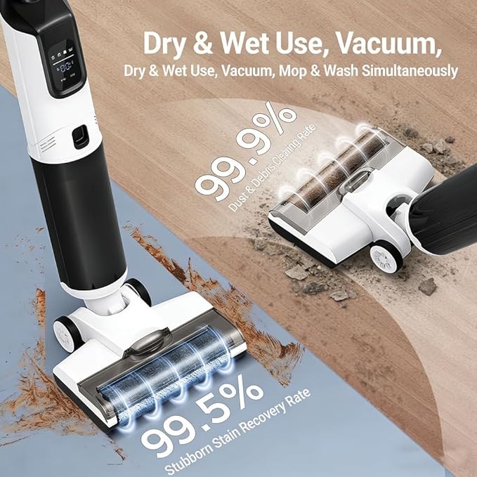 Wet Dry Corded Vacuum Cleaner40 Minutes Long RuntimeDual-Sided Edge Cleaning Lightweight Floor Cleaner