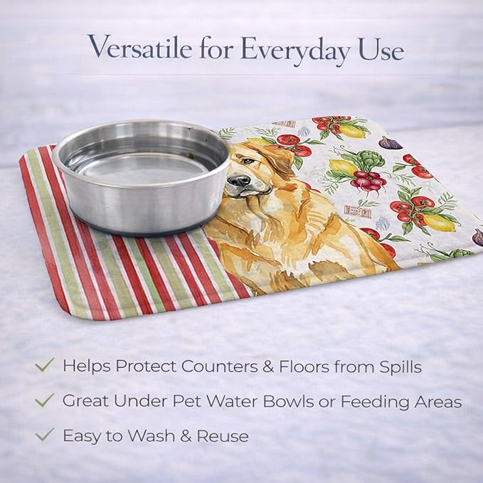 Caroline's Treasures Lion Yellow Leonberger Vegetables Dish Drying Mat Absorbent Dish Drying Mat Pad for Kitchen Counter Dish Drainer Mat for Countertop 14 x 21 Multicolor
