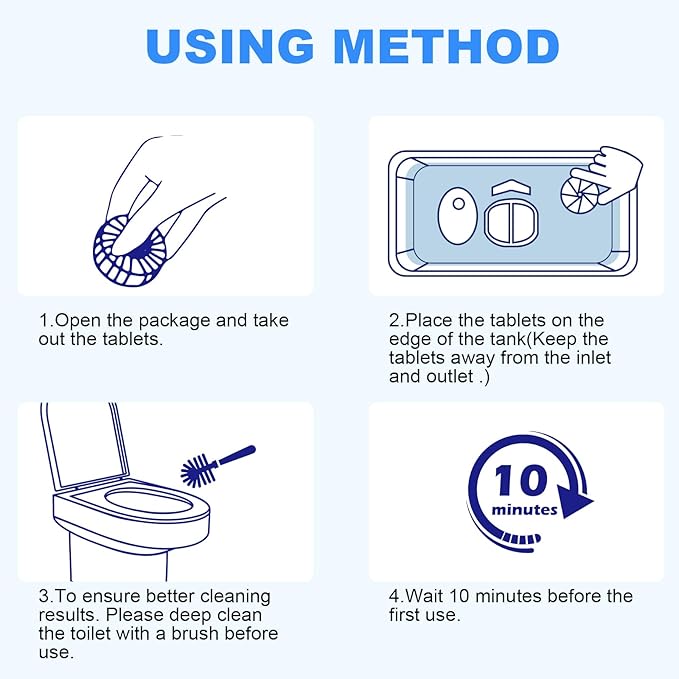 CHMI 100 Pack Toilet Bowl Cleaner Tablets Long-lasting Bathroom Toilet Tank Cleaner.(Blue)