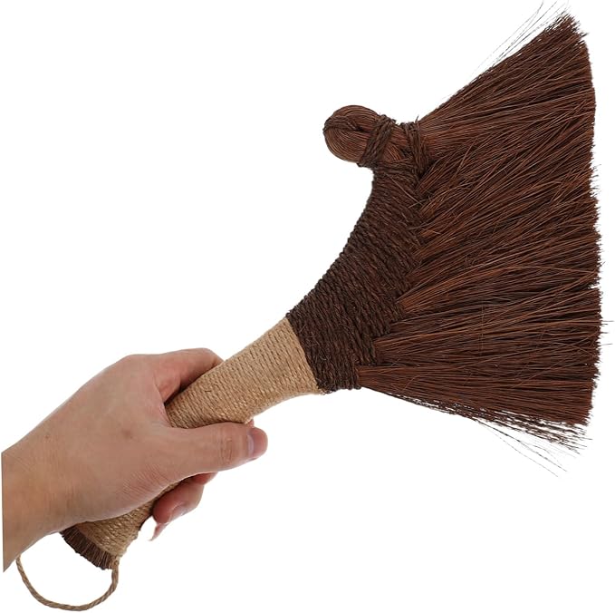 OUNONA Desktop Mini Broom Traditional Straw Handheld Sweeping Brush for Home and Office Cleaning Soft Whisk Broom for Dust Removal in Corners and Surfaces