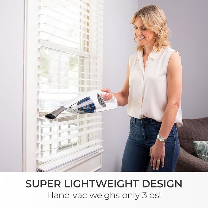Kenmore DS1030 Cordless Stick Vacuum Lightweight Cleaner 2-Speed Power Suction LED Headlight 2-in-1 Handheld for Hardwood Floor Carpet &amp Pet Hair White
