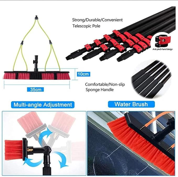 WZFANJIJ Window Cleaning Pole/Water Fed Telescopic Brush/Extendable Cleaner Conservatory Roof Suitable for Photovoltaic Panel CleaningTrucks Windows7.2m/24FT