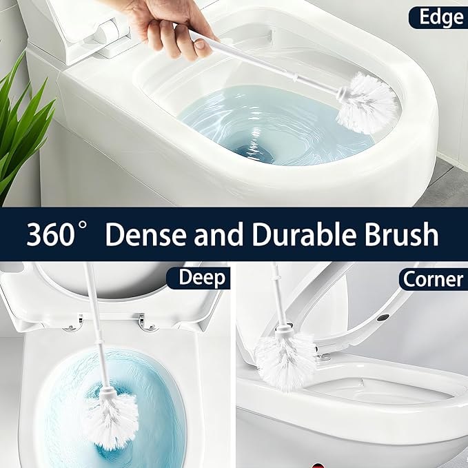 12 Pack Toilet Brushes and Holders Set13 Inch Toilet Bowl Brushes for BathroomToilet Scrub Brush with Storage Rack for Bathroom Accessories White