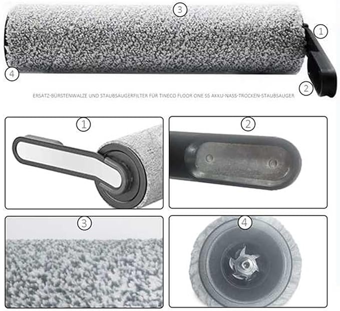 Vacuum Cleaner Accessories Replacement Parts Filter Roller Brush Compatible for Tineco Floor ONE S5 Cordless Vacuum Cleaner Accessories