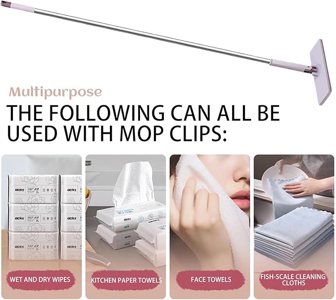 Dry Mop | Rotating Head Long Handle Reusable - Dry Wet Mops for Hardwood Floors - for Home Kitchen Bathroom Bedroom Living Room Hardwood Laminate Tile Glass Window
