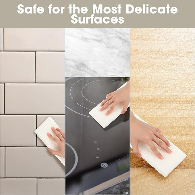 40 Pieces Non Scratch Scrubbing Pad Reusable Kitchen White Dish Scrubber Scouring Sponge Pads Multi Purpose for Kitchen Household Cleaning Supplies 10 x 4 Inch