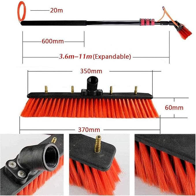 Solar Panel Cleaning BrushGlass Cleaning BrushCleaner Water Fed Pole Kit for Cleaning Outer Window GlassTile WallsGlass Curtain WallSolar Panel36FT#11m