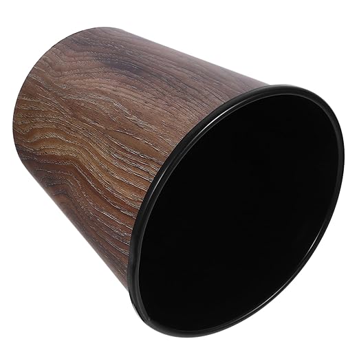 Veemoon Imitation Wood Grain Trash Can Waste Basket for Bathroom Kitchen Office Design for Under Desk Use Convenient Clean Up