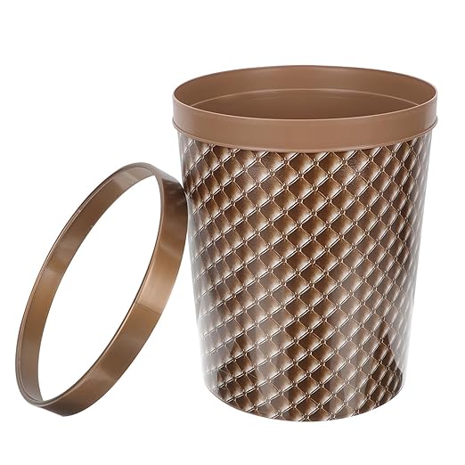 Plastic Trash Bin with Pressed Rim Office and Bathroom Wastebasket Compact Sturdy Storage Container for Home and Office Use