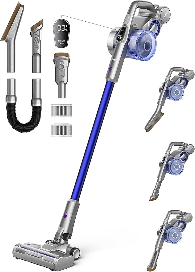 Dreo Cordless Vacuum Cleaner for Home 25kPa 550W Strong Suction 3000mAh Detachable Battery Up to 60 Mins Handheld/Stick Vacuum with Headlights Tools for Car Pet Hair Carpets Hard Floors
