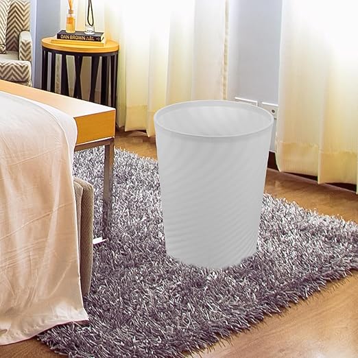 Plastic Garbage Can and Wastebasket 8L White PP Threadless Trash Bin for Home Kitchen Office 2pcs Simple Style Plastic Waste Container for Bathroom Bedroom Storage