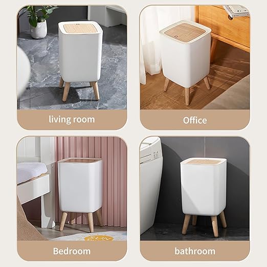 WanWanKa Mini White Plastic Trash Can 2.6 Gallon Capacity Slim Design Anti-Odor Easy to Clean Suitable for Any Place