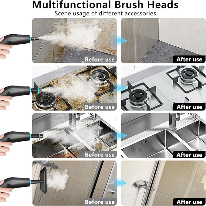 Steam Cleaner Steamer for Cleaning 2500W Pressurized Steam Cleaner with 12 Attachments Portable Steamer Cleaner for Home Car Kitchen Bathroom Furniture Tile Grout (White)