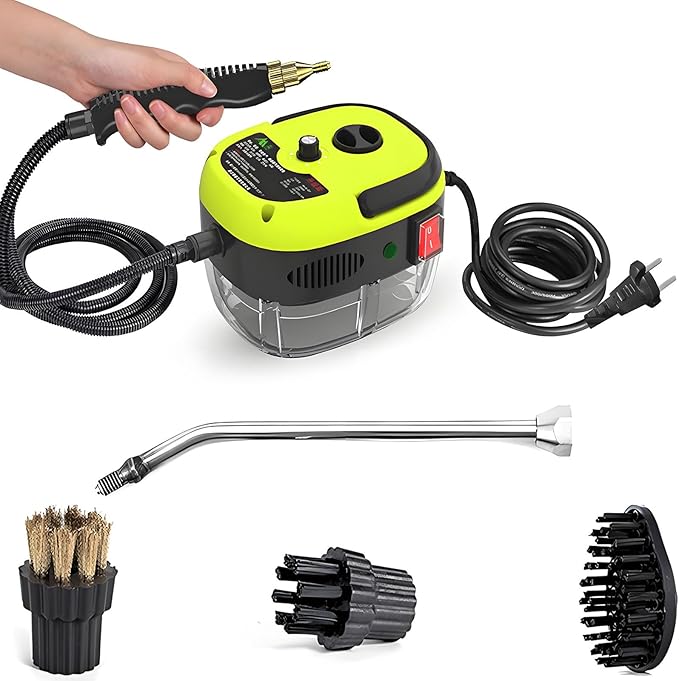 2500w Handheld High Temp Portable Cleaning Machine Handheld Power Steam Cleaner for Home High Heat Steam Cleaning Machine Steamer for Cleaning Ready In 10s for Kitchen Furniture Bathroom Car(Green)