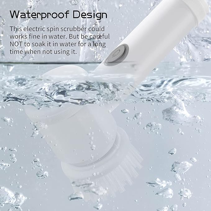 Electric Spin Scrubber Electric Cleaning Brush Cordless Power Scrubber with 5 Replaceable Brush Heads Handheld Rechargeable Shower Scrubber for Grout/Bathtub/Toilet/Window/Kitchen/Sink/Dish/Floor/Wall