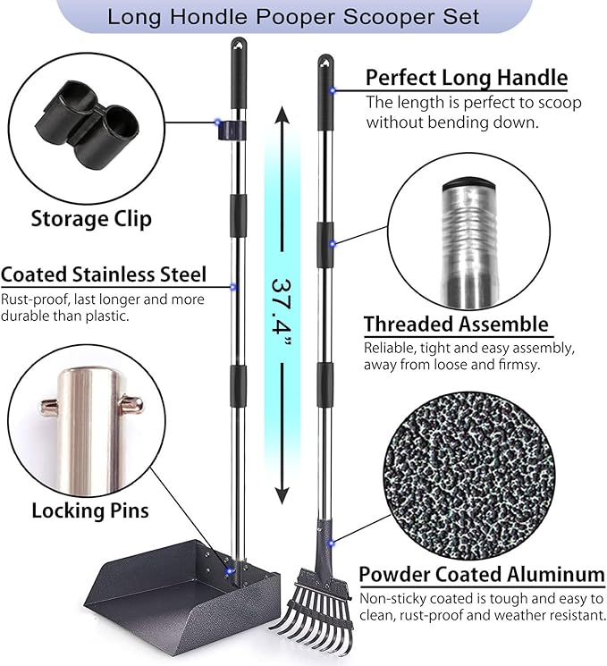 Dog Poop Trash Can Outside Waste Bin with Lid and Removable InnerMetal Rake Pooper Scooper Odor Control for Indoor/Outdoor Dog Waste for BathroomKitchen