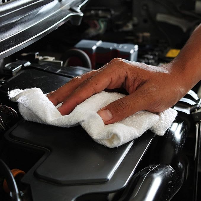 Simpli-Magic Cotton Shop Towels 14x12 (150 Pack) – White Reusable Cleaning Shop Rags for Automobiles Industries Garage and Homes