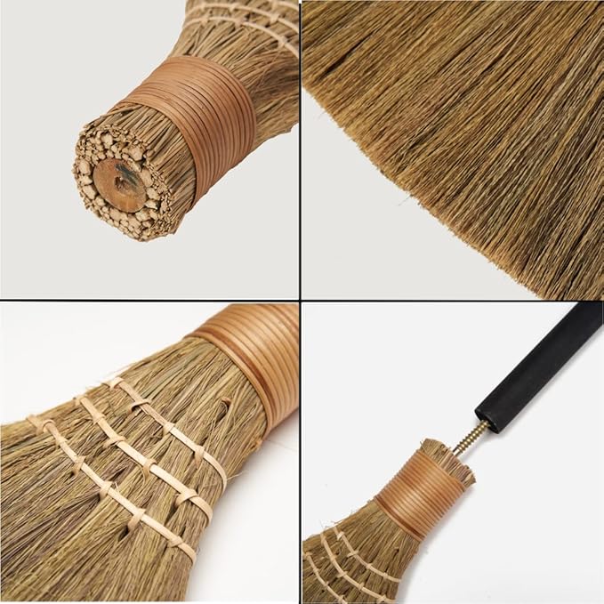 Handmade Whisk Sweeping Broom - Brooms for Wedding Jumping Ceremony Halloween DIY Decoration - Vietnamese Straw Soft Broom - 12.2 Width 28.35 Length