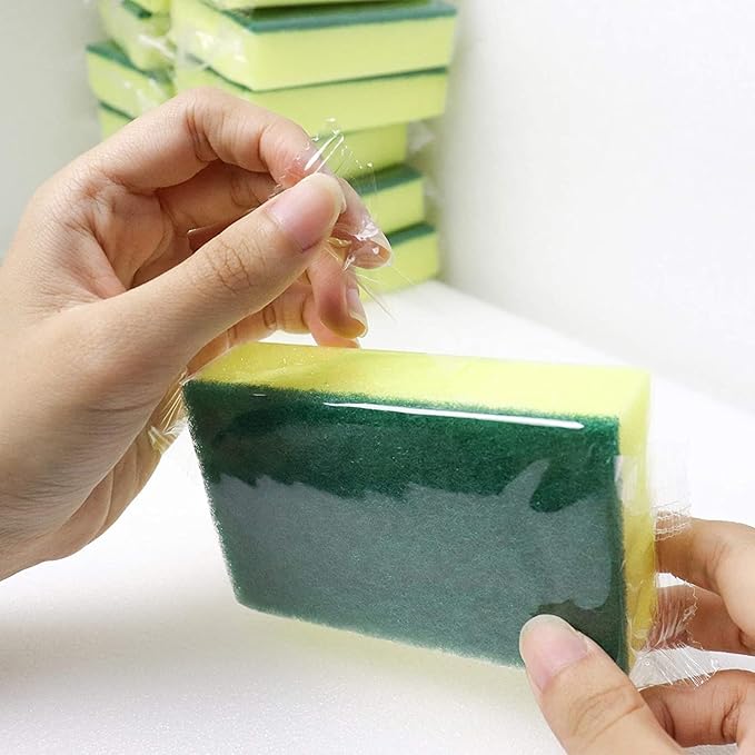 30 Pack Kitchen Sponges Individually Wrapped Non-Scratch Scouring Pads Bulk Scrub Sponges for Cleaning Kitchen and Household Car Dish Sponge for Apartments Hotel
