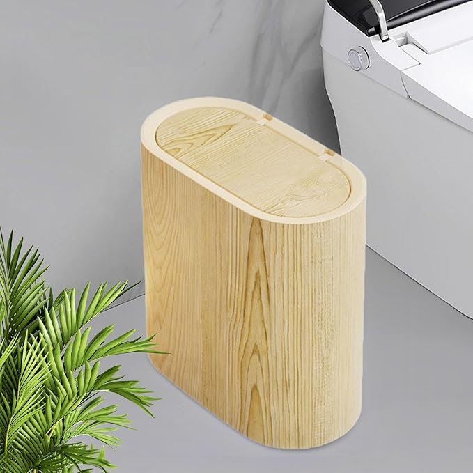 Trash Can Restroom Waste Basket Simplistic Large Capacity Garbage Bin Toilet Wastebasket for Bedroom Living Room Kitchen Home with Lid