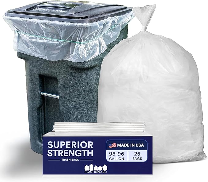 Plasticplace 95-96 Gallon Garbage Can Liners 25 Count (Pack of 1)