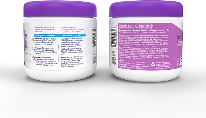 Bright Air 14 oz. Super Odor Eliminator For Medium-Size Spaces Lavender &amp Fresh Linen Scent Case of 6 Odor Eliminator &amp Air Freshener Natural Essential Oils Lasts Up to 90 Days Each