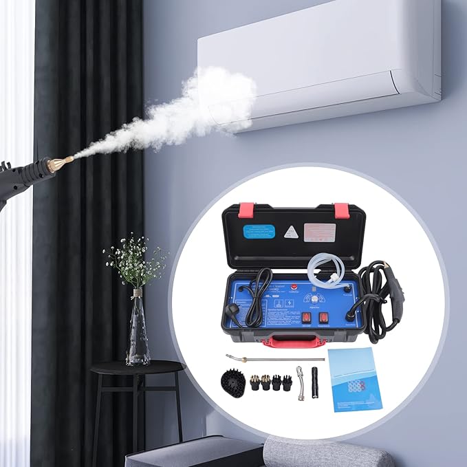 Portable Steam Cleaner 110V 1700W High Pressure Commercial Steam Cleaning System Hand-held 5Bar Pressurized Steam Cleaner 360 ° Cleaning for Kitchen Car (Diaphragm Pump)