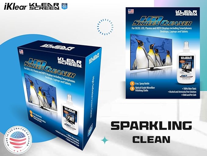 Electronic Cleaner Kit for iPhones and LED TVs - 8 oz. Spray Bottle Large Microfiber Chamois Cloth and Large Microfiber Terry Cloth for Crystal-Clear Screens and Brilliant Displays