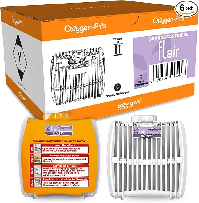 Oxygen-Pro - Commercial Air Freshener and Deodorizer Wall Mounted Battery Operated Automatic Dispenser Odor Eliminator and Fragrancing System (Light Scent) (Flair)