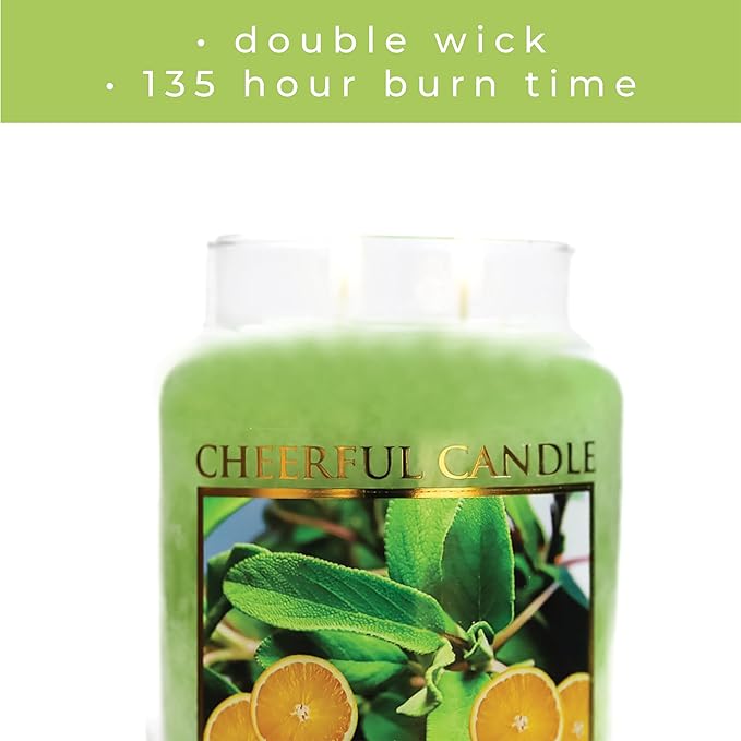 A Cheerful Giver - Sage &amp Citrus Scented Glass Jar Candle (24 oz) with Lid &amp True to Life Fragrance Made in USA