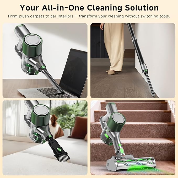 Cordless Stick Vacuum Cleaner - Lightweight Handheld Vacuum with Self Standing Removable Battery with 45min Running Time Anti-tangle Wireless Vacuum for Home Pet Hair/Hardwood Floor/Carpet GB