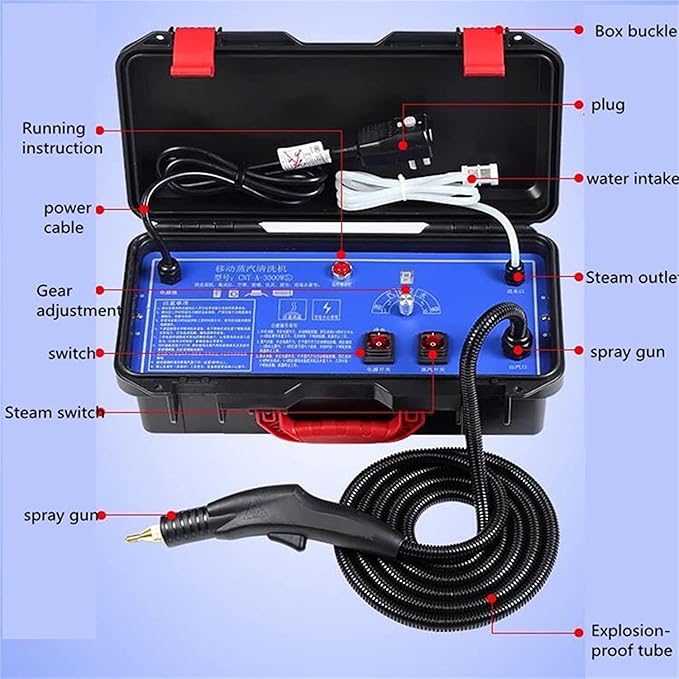 1500W Professional Handheld Steam Cleaner - High Temperature Portable Steamer with Tankless Design 8 Attachments for Heavy Duty Home Cleaning