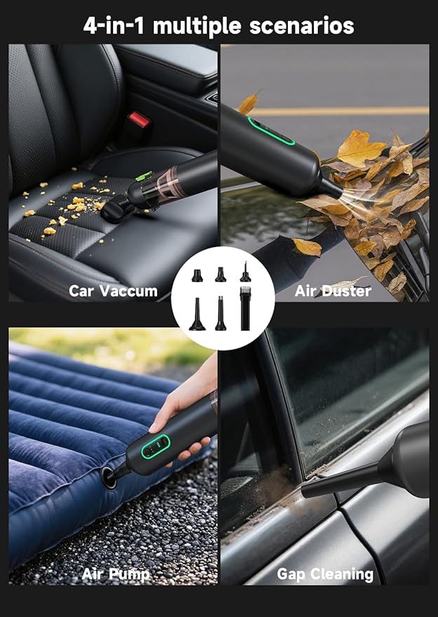 Car Vaccum Rapair VC28 Handheld Vacuum 4-in-1 Mini Vacuum Cleaner with 20000pa Suction Power Rechargeable Vacuum with 3 Suction Modes Portable Cordless Vacuum for Car Home Office Desk Keyboards