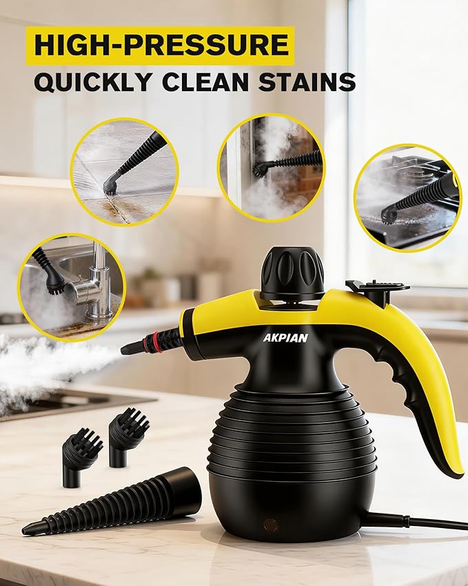 Handheld Steam Cleaner Steamer for Cleaning Multipurpose Portable Steam Cleaners for Home Use with Safety Lock and 10 Accessory Kit to Remove Grime Grease and More Save Time and Effort