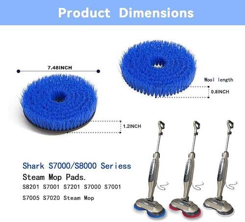 2 Pack S7001 Upgraded Mop Pad Replacement Brush Heads for Shark Steam Mop Pads | Professional Cleaning and Polishing | Compatible with Shark S8201/S7000Series | for Deep Cleaning Hard Floors (Blue)