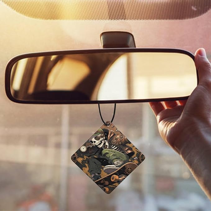 5PCS Car Air Freshener Hanging Personalized Double Sided Steampunk Skull Car Fresheners Long Lasting New Cars Scents Cute Automotive Freshies for Closets Drawers (tea)