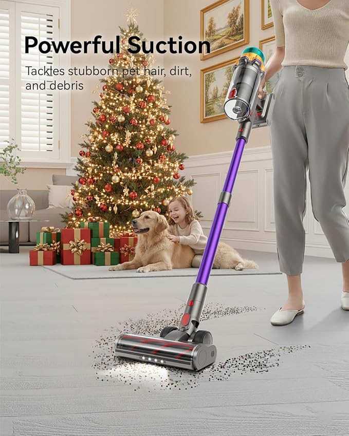 Cordless Vacuum Cleaner 55KPA 650W 65Mins Extra-Large Dust Cup Cordless Stick Vacuum Rechargeable Vacuum Cleaner with Self-Standing Vacuum Cleaners for Home Hardwood Floor Carpet Pet Hair