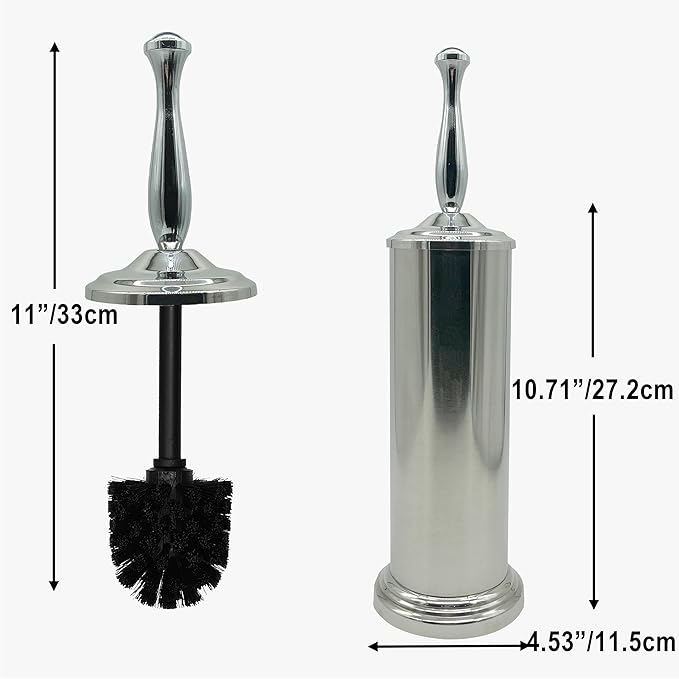 Chrome Silver Metal Toilet Bowl Brush with Handle Lid Holder Durable Bathroom Cleaning Tool for Easy Toilet Maintenance Bathroom Toilet Brush for Efficient Cleaning and Hygiene