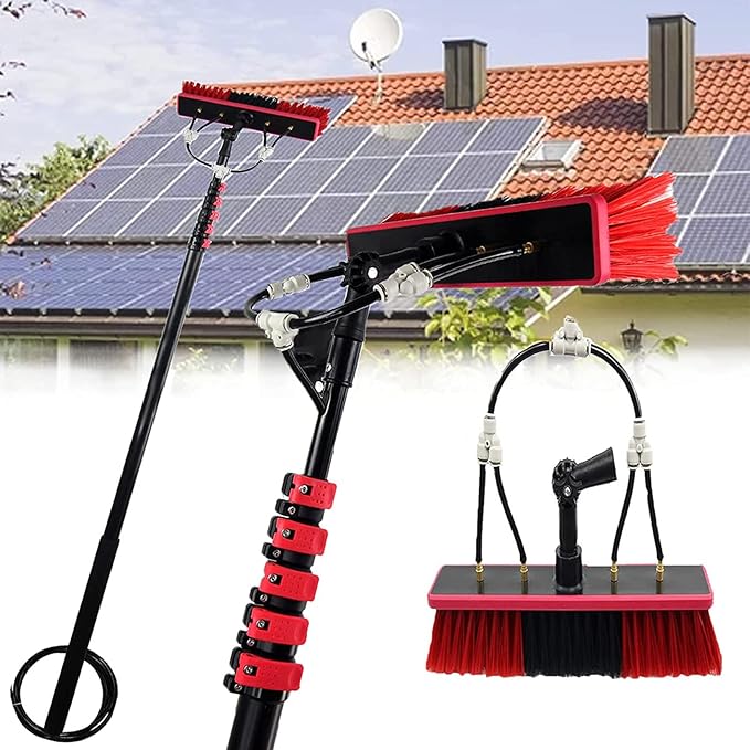 Window Cleaning BrushWindow and Solar Panel Cleaning Pole Water Fed Pole Kit Telesbrushfor Windows Sprayable Water Cleaning Brush Trucks Cleaning System and Washing Tool/36Ft/10.8M