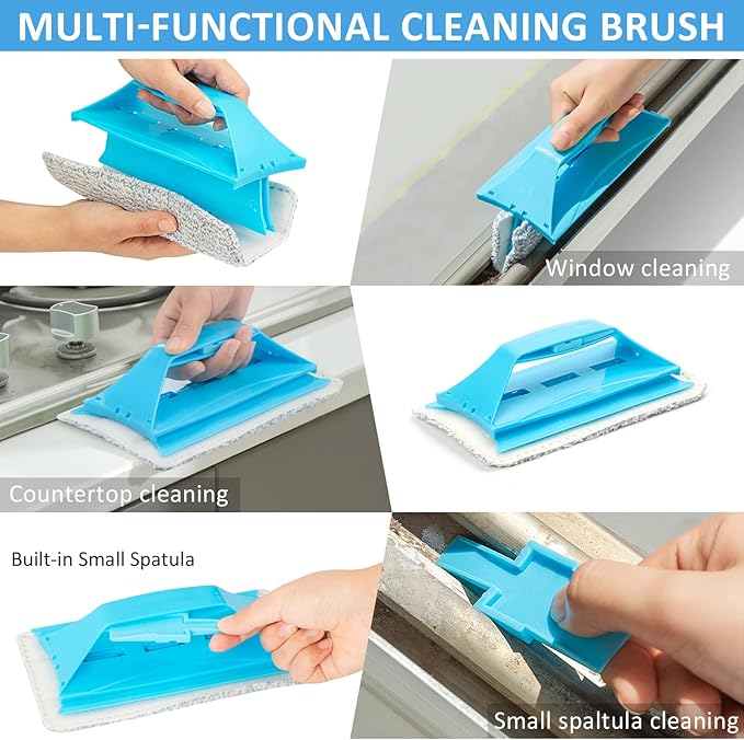 Microfiber Duster Kit 23pcs with 30 to 100 Inches Extension Pole and Extendable Window Squeegee Washable and Bendable Feather Duster for Cleaning Ceiling Fans High Ceilings Cobwebs Blinds