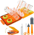 Bottle Brush Cleaner Kit with Baby Bottle Drying Rack Exendable Silicone Bottle Brush Nipple Brush Straw Brush Soap Dispenser &amp Storage Box. Compact Size for Babies and Moms